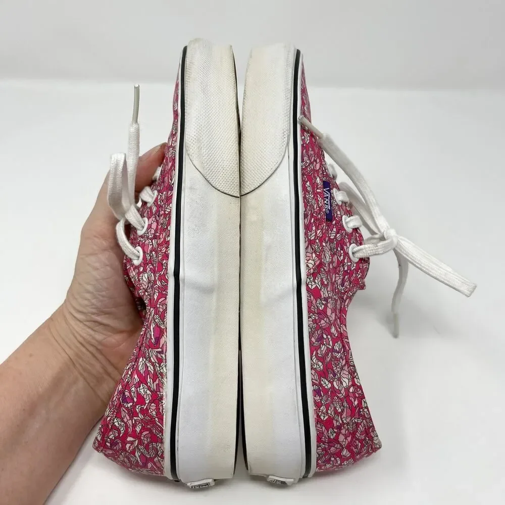 Vans Liberty Art Fabric Sneaker Shoes Womens Sz 5.5 Pink Leaves Low Top Lace Up